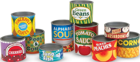 Melissa & Doug Let's Play House, 10 Grocery Cans with Removable Lids, Toy Food & Play Kitchen