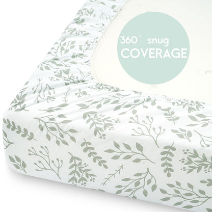 Yoofoss Pack and Play Sheets Fitted, Mini Crib Sheets 2-Pack for Pack N Play Mattress, Stretchy