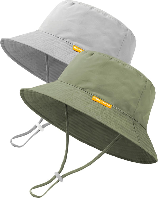 Baby Sun Hat Kids Summer UPF 50+ Toddler Bucket Hat Wide Brim Adjustable Beach Hats for Boys Girls Age 0-6 Years