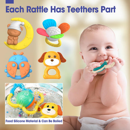AZEN 16 Pack Baby Rattles Teething Toys 3-6 Months, Baby Toys 0-6 Months, Newborn Infant Toys 6-12