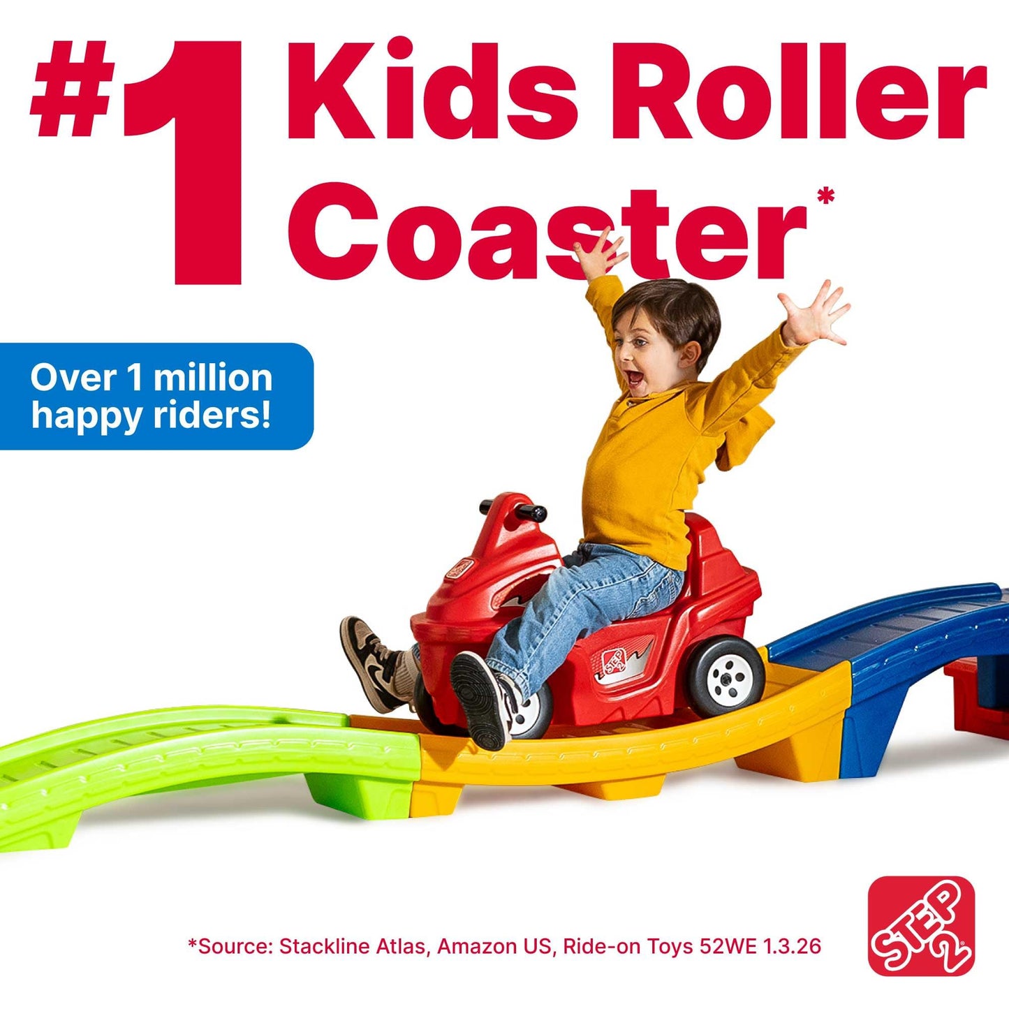 Step2 Up and Down Roller Coaster Toy for Kids, Ride On Push Car, Indoor, Outdoor Playset, Toddlers