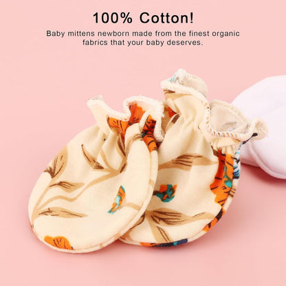 Newborn Baby Mittens No Scratch Cotton Elastic Wrist Gloves Infant Toddler Mittens for Baby Boy Girl 0-6 Months