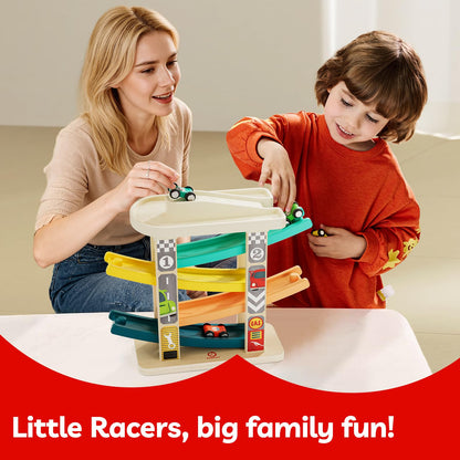 TOP BRIGHT Toddler Toys for 2 Year Old Boy, Wooden Car Ramp Race Track Set