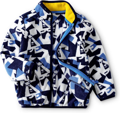 Kids Printed Polar Fleece Jacket Toddler Baby Boys Girls Autumn Winter Warm Sherpa Lining Outerwear Soft Lightweight