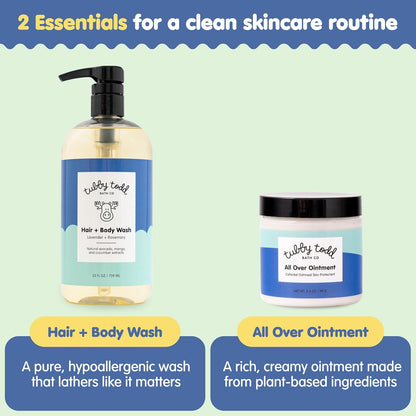TUBBY TODD's Baby Body Wash & All Over Ointment Eczema Set - Gentle, Hypoallergenic Skincare for