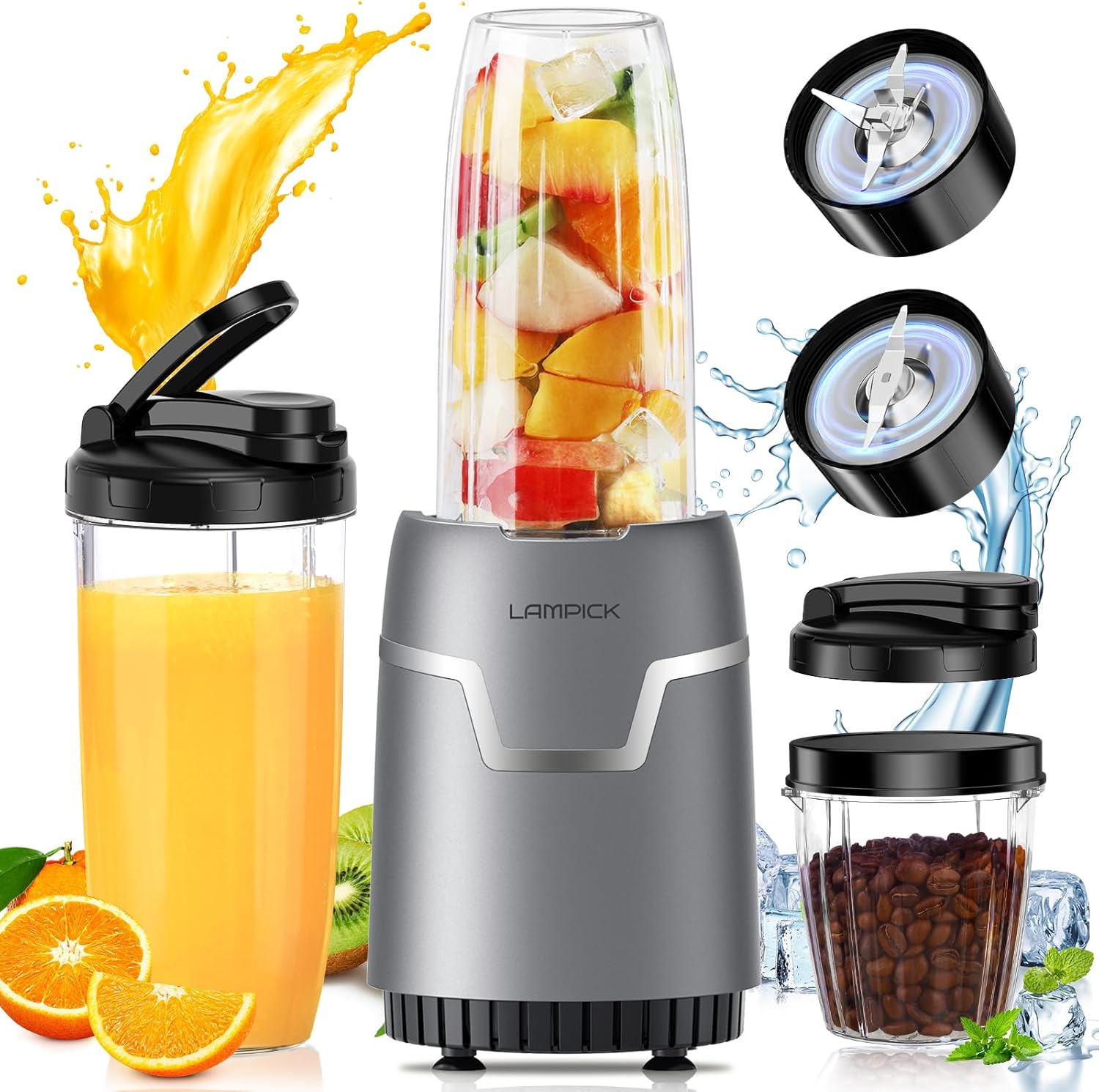 Smoothie Blender, 1100W Personal Blender for Shakes and Smoothies, Blenders and Grinder Combo for