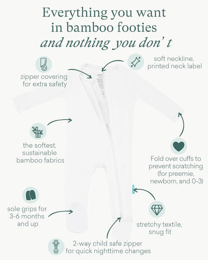 Baby Zipper Footie Pajamas, Supersoft Bamboo Rayon Baby Footed Pjs Boy Girl 0-3-6-9-18-24 Month Coverall Sleepers