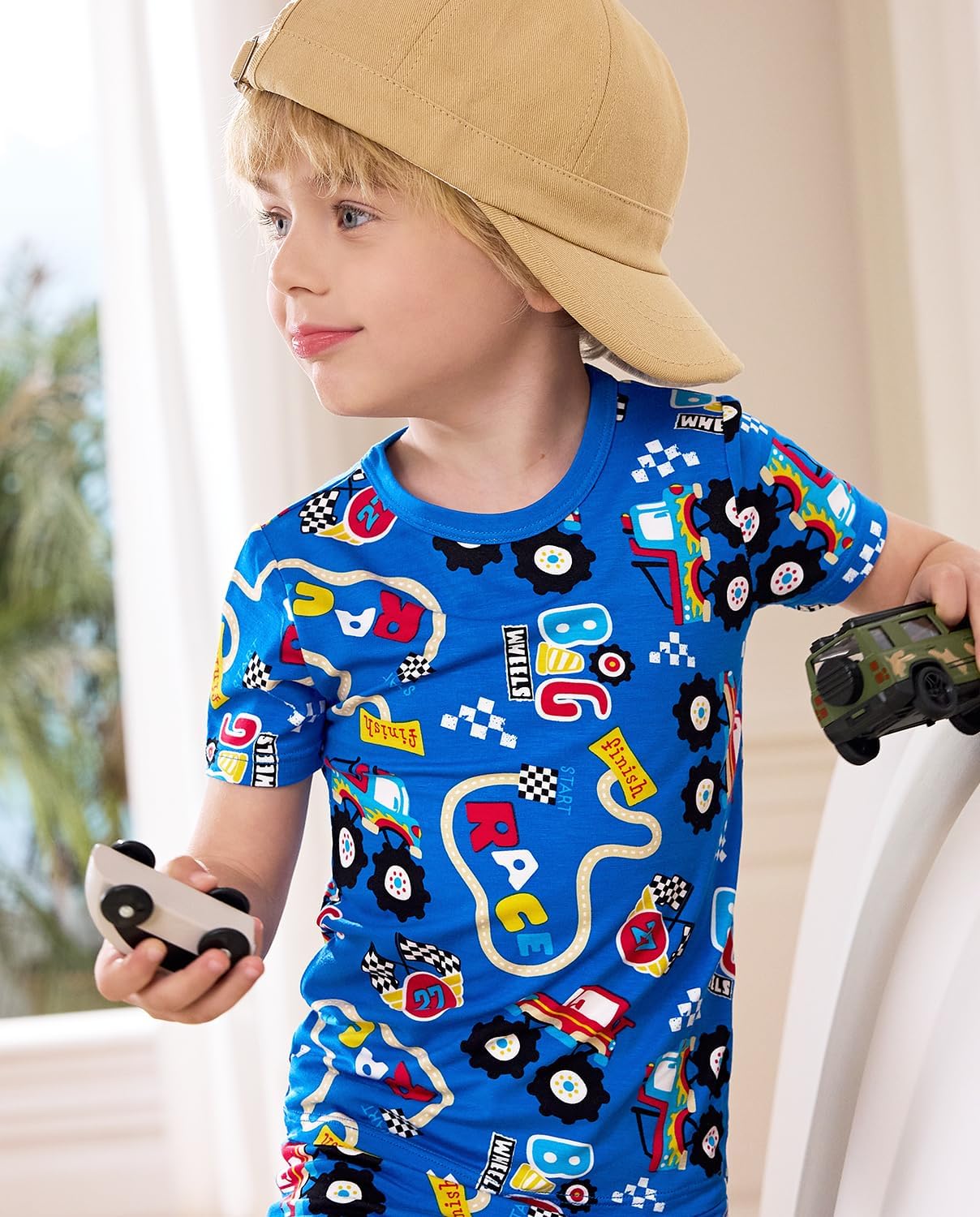 Bamboo Viscose Toddler Animal Pajamas Boys Girls Kids Cool Short Summer 12M-8Y Snug fit Pjs Set 2pcs