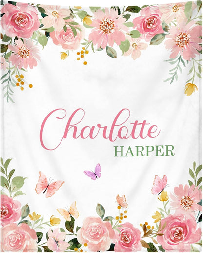 Personalized Baby Blankets for Girls Women Custom Baby Blanket with Name for Kids Toddlers Adult