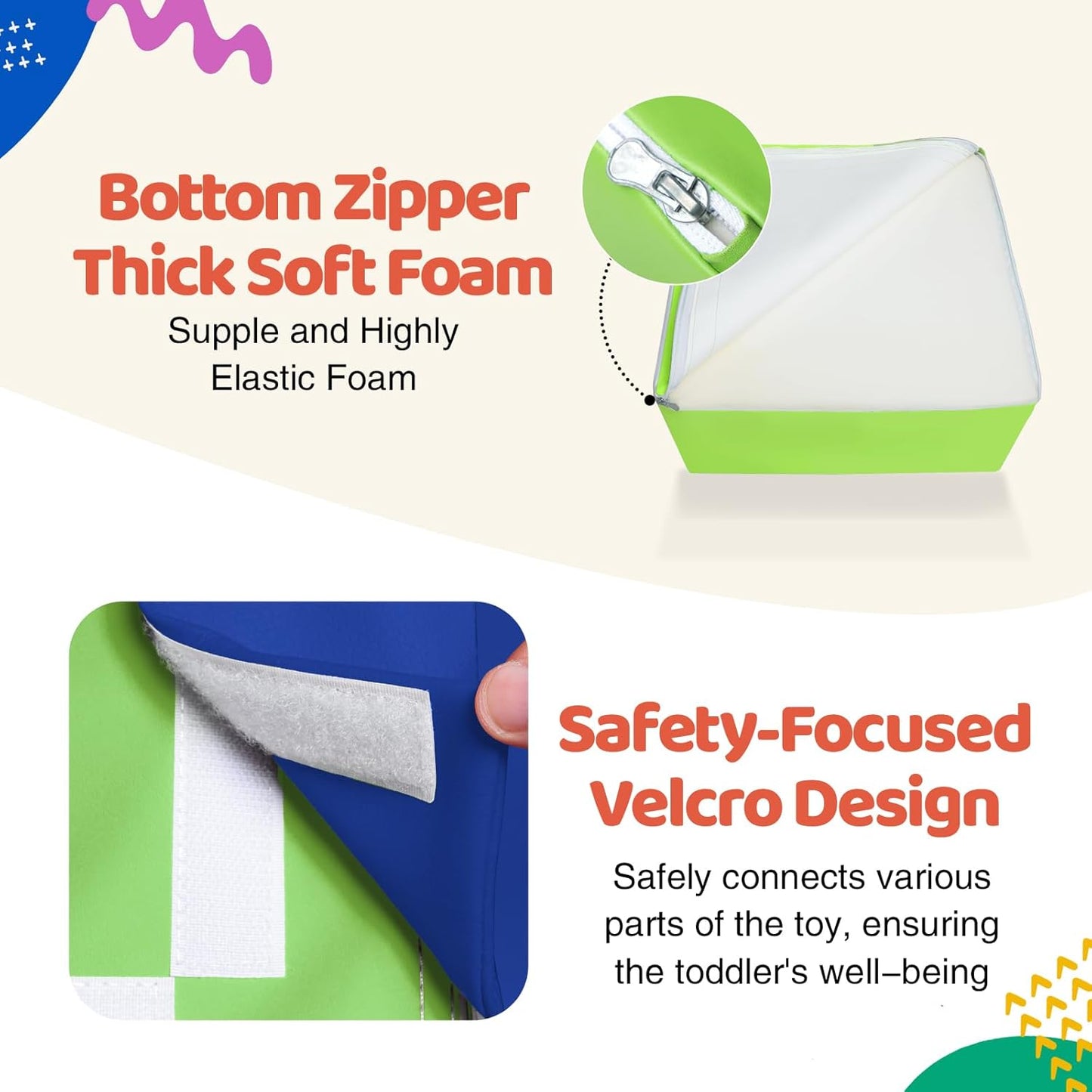 4-Piece PU Leather Baby Foam Climbing Blocks for Toddlers - Soft Play Climbing Toys for Toddlers - Foam Climbing Set for Crawling and Sliding Indoor (Red Yellow Blue)