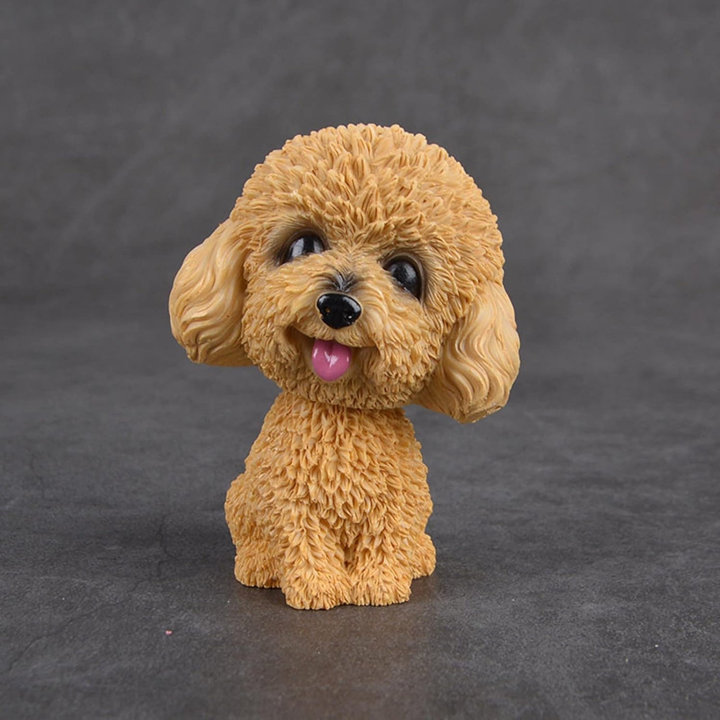 Resin Bobbing Head Dog Figurines Mini Bobblehead Puppy for Home Office Desk Car Dashboards Decor Ornaments (Teddy - Yellow)
