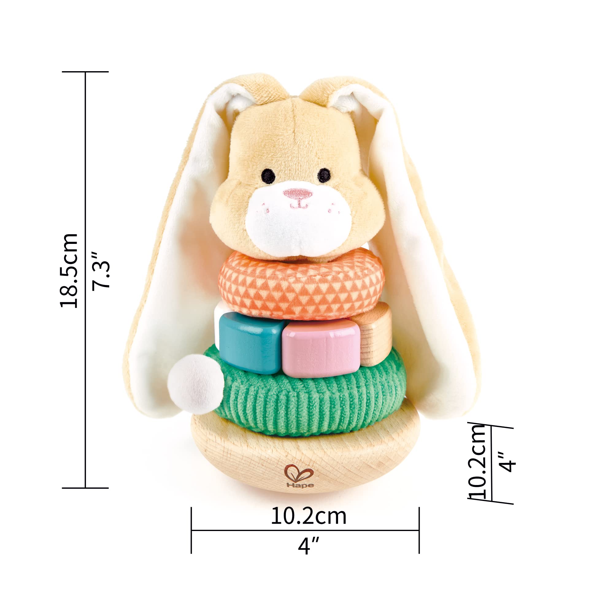 Hape Bunny Stacker|Wooden Stacking Rings|Wobble Learning Tower Developmental Toy, for Babies 10