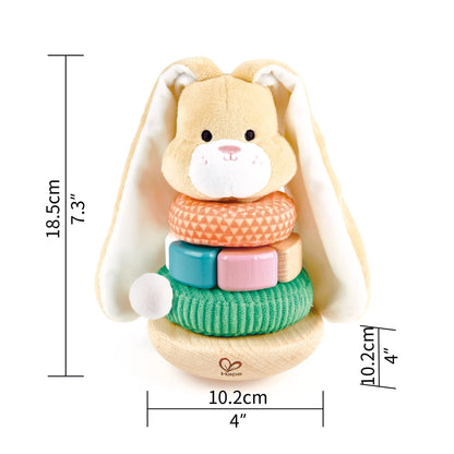 Hape Bunny Stacker|Wooden Stacking Rings|Wobble Learning Tower Developmental Toy, for Babies 10