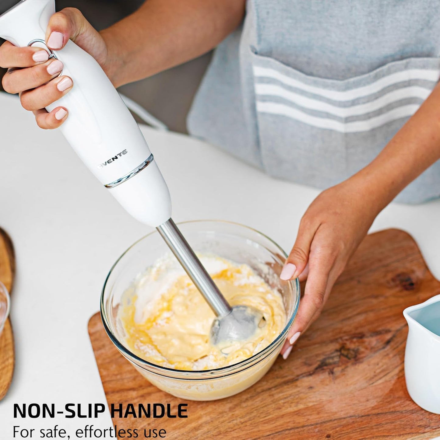 OVENTE Immersion Hand Blender, 300W Electric Handheld Portable Stick Mixer with 2 Mixing Speed and