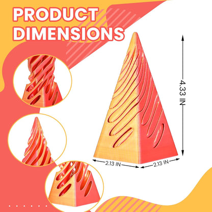 Impossible Pyramid Passthrough Sculpture, 3D Printed Spiral Cone Fidget Toys, Anxiety Relief Pass Through Pyramid Fidget Toy, Stress Relief Desk Toy Adults, Christmas, Birthday Gifts (Gold Red)