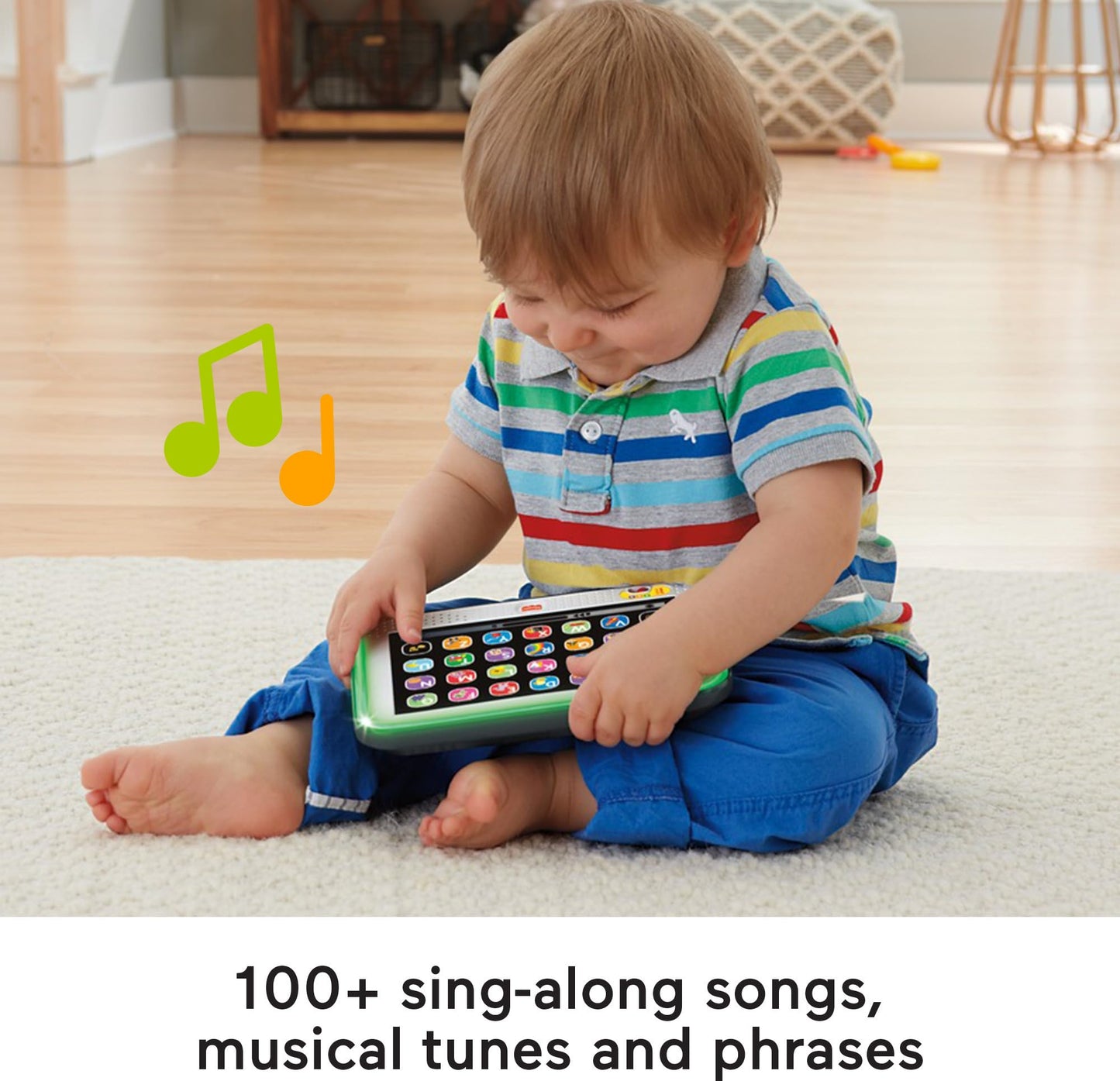 Fisher-Price Toddler Learning Toy Laugh & Learn Smart Stages Tablet Pretend Computer with Music &