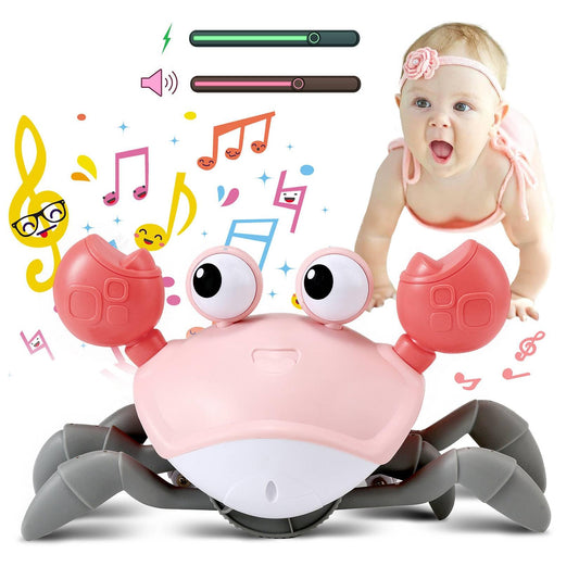 control future Girl Toys Tummy Time: Pink Crawling Crab Montessori Toy Learning 36 Months 3 Year