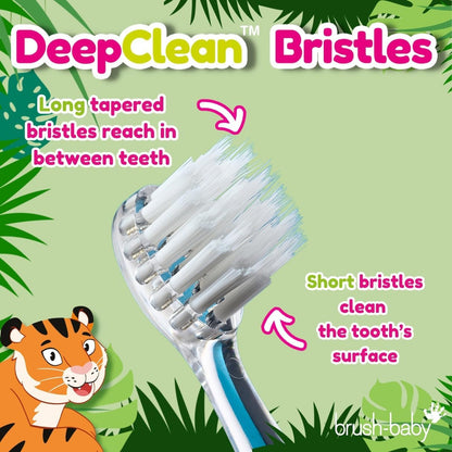brush-baby WildOnes™ Rechargeable Kids Electric Toothbrush – Toby Tiger | Flashing Lights, 2-Min