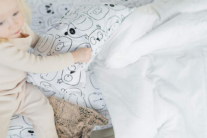 100% Cotton Toddler Pillowcase by ADDISON BELLE - Fits Both 13"x18" and 14"x19" Pillows - Soft, Durable & Breathable (Monochrome Animals)