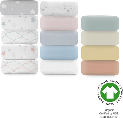 Newton Baby Fitted Mini Crib Sheets (2-Pack) | Organic Muslin Cotton, Ultra Breathable & Soft Baby