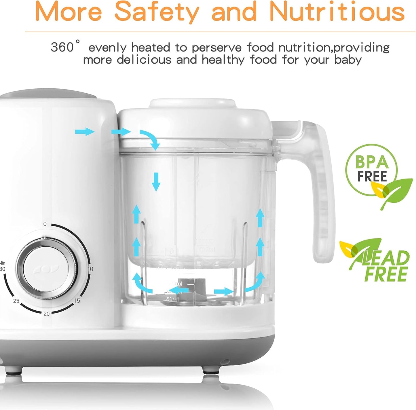 Baby Food Maker, 4 in 1 Baby Food Processor and Steamer, Puree Blender, Multifunctional Baby Puree