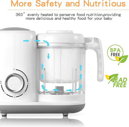 Baby Food Maker, 4 in 1 Baby Food Processor and Steamer, Puree Blender, Multifunctional Baby Puree