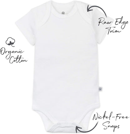 HonestBaby unisex-baby 10-pack Short Sleeve Bodysuits One-piece 100% Organic Cotton for Infant Baby Boys, Girls