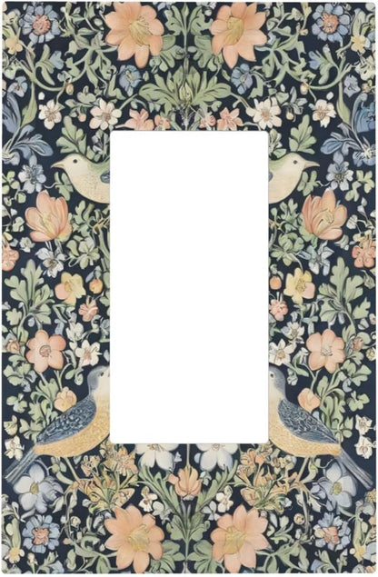 Decorative Outlet Covers Rustic Morris Birds Green Leaf Flower 1 Gang Single Decora GFCI Device Light Switch Covers Plate 1 Rocker Wall Plate Jumbo Faceplate for Country Bedroom Decor