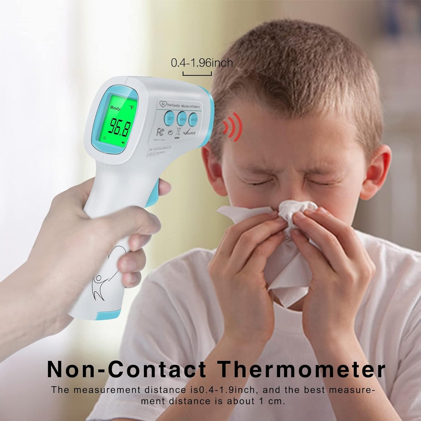 Digital Thermometer for Adults and Kids, No Touch Forehead Thermometer for Baby, 2 in 1 Body