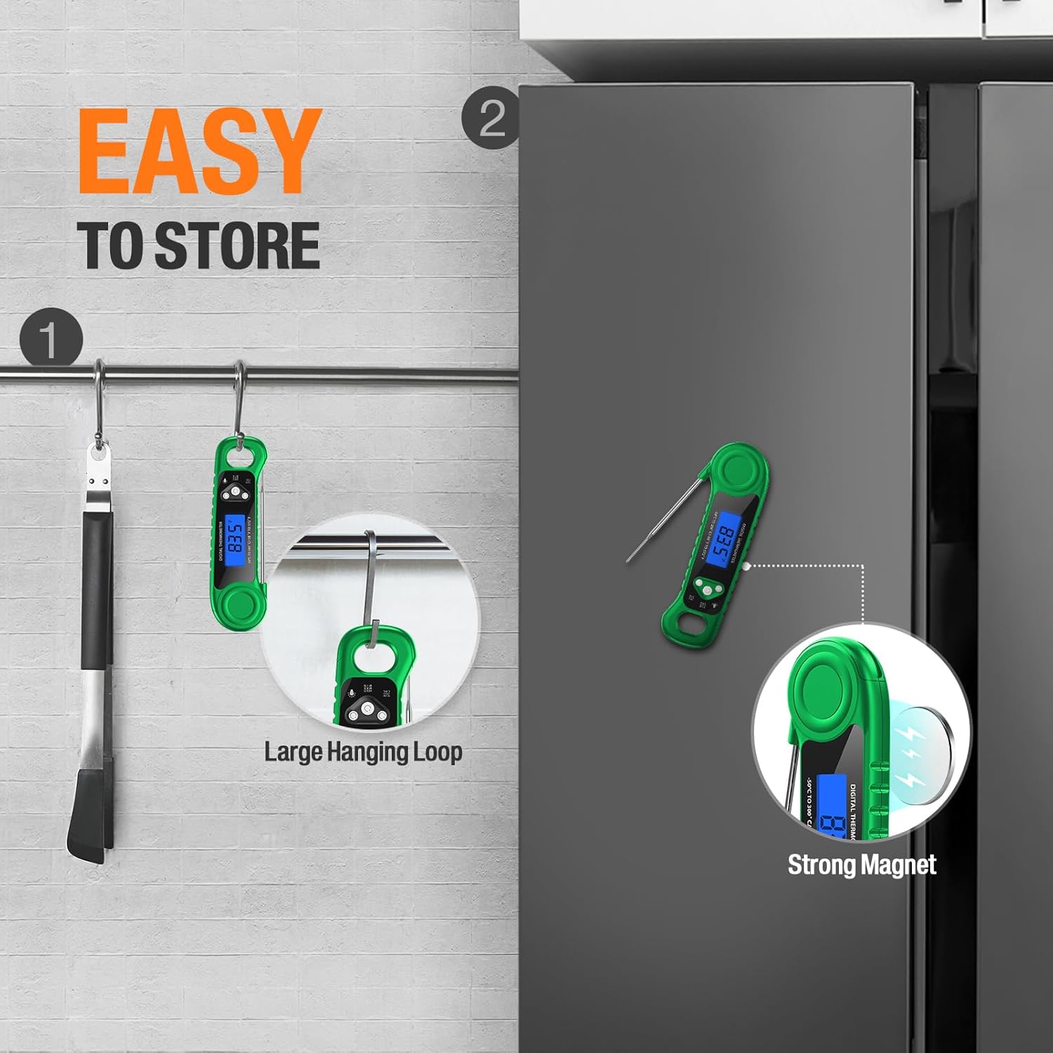 Digital Meat Thermometer for Grilling, Candy Thermometer Instant Read Food Thermometer Waterproof