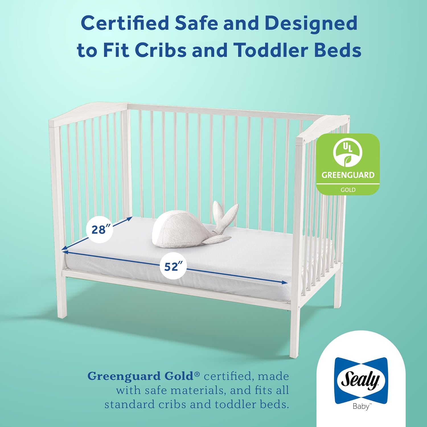 Sealy Baby Flex Cool 2 Stage Breathable Crib Mattress with Toddler Bed Fit, Waterproof & Airy
