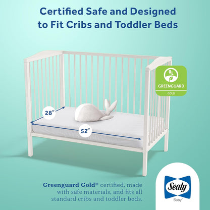 Sealy Baby Flex Cool 2 Stage Breathable Crib Mattress with Toddler Bed Fit, Waterproof & Airy