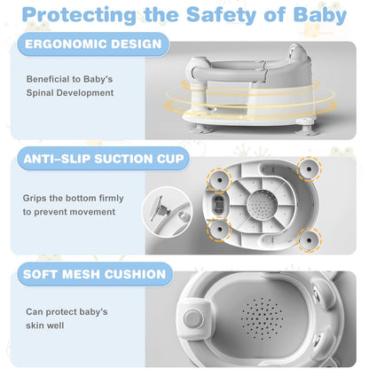 Baby Bath Seat for Babies 6 Months & up Non-Slip Toddler Bath Seats for Sitting Up Infant Bathtub