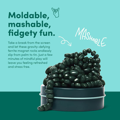 Speks Crags Ferrite Putty, Over 150 Ferrite Stones in a Metal Tin, Seriously Satisfying Fidget Toys for Adults and Desk Toys for Office, Matte Jade, Small