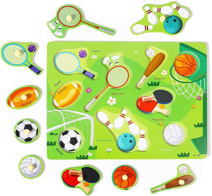 GRINNNIE 9 Pack Montessori Toddler Puzzle for 3 4 5 Years Old, Wooden Learning Puzzle for Toddlers 3-5, Animal, Alphabet, Number, Shape Peg Puzzles Set, Great Birthday for Boys Girls