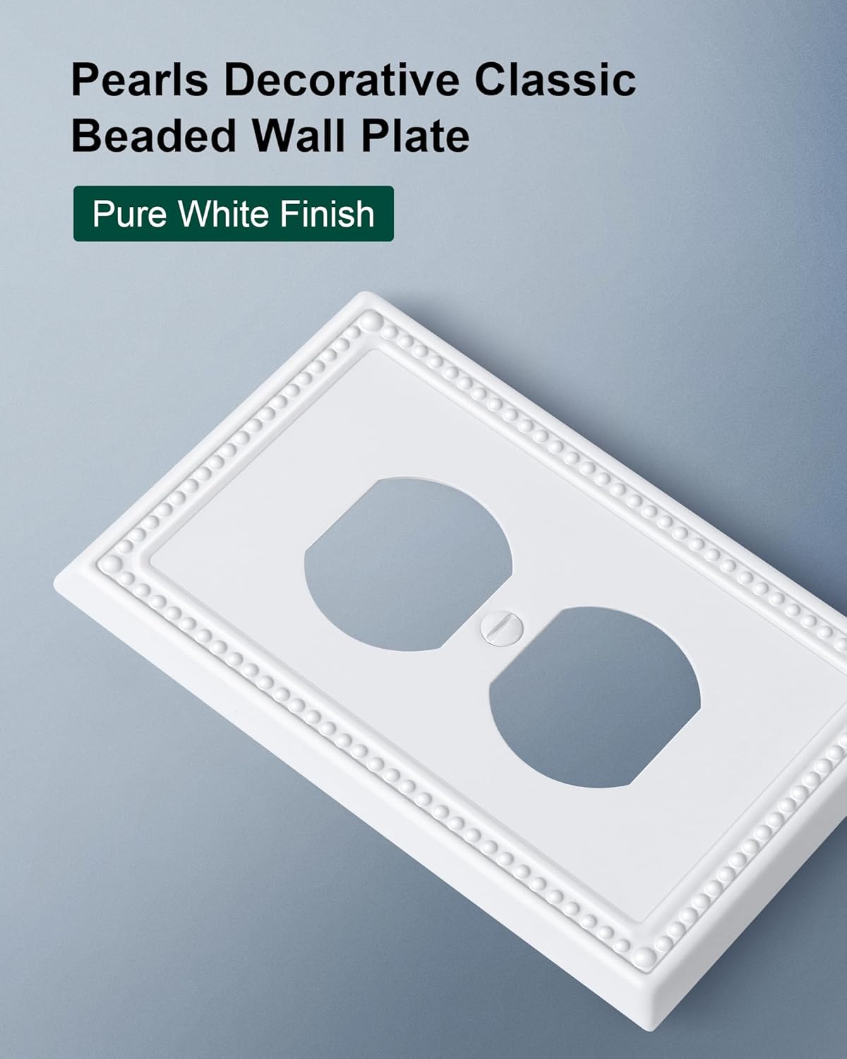 6-Pack Duplex Outlet Cover Plate, Pure White Metal Wall Plates for Electrical Outlets, 1 Gang