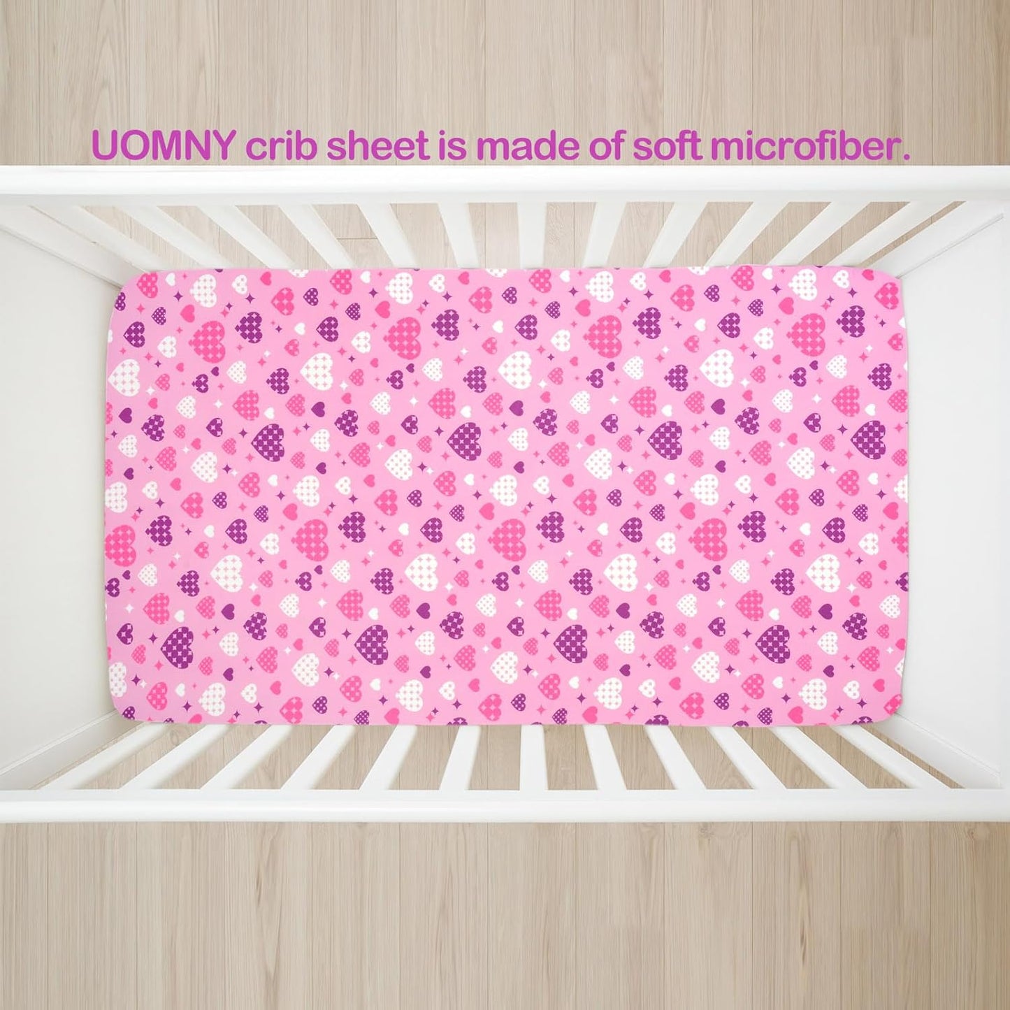 UOMNY Crib Sheet Heart Fitted Crib Sheets Baby Sheet for Standard Crib and Toddler Mattresses