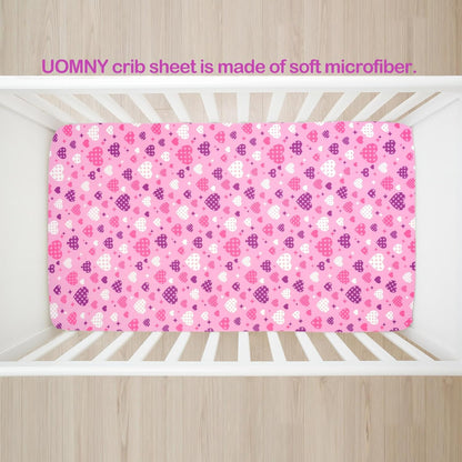 UOMNY Crib Sheet Heart Fitted Crib Sheets Baby Sheet for Standard Crib and Toddler Mattresses