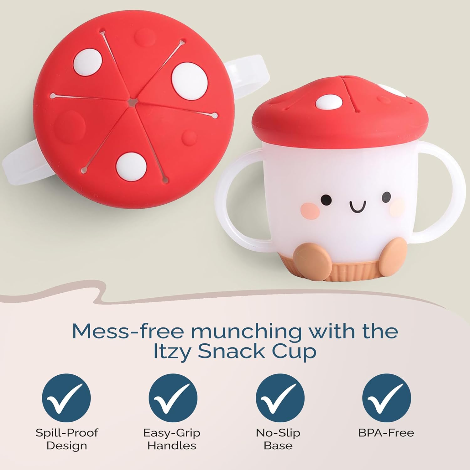 Itzy Ritzy Toddler Snack Cup - Spill-Proof Snack Cup for Toddlers with Soft Silicone Lid for Easy