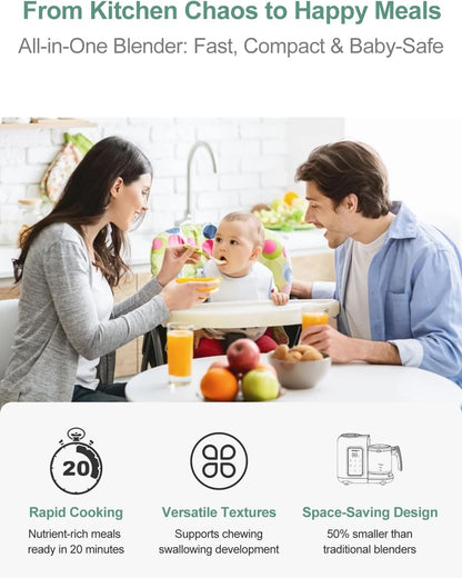 MOMYEASY Baby Food Maker, Baby Food Steamer and Puree Blender, Food Processor Chopper Grinder