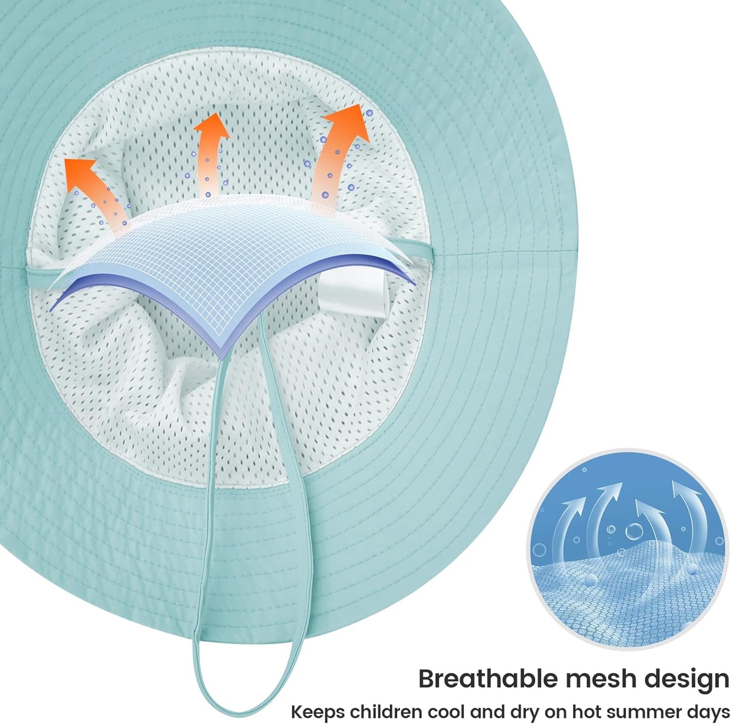 Baby Sun Hat 0-6 Years Toddler Boys Girls Adjustable Bucket Hats Kids Bucket Hats UPF 50+ Wide Brim Beach Swim Pool