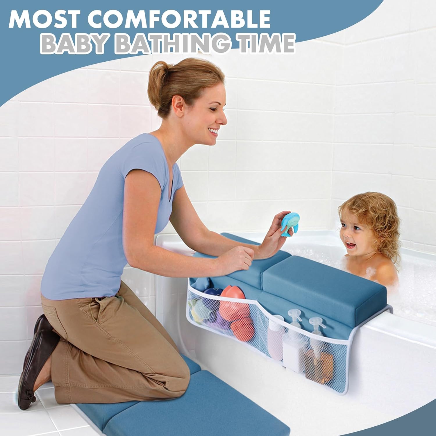 beiens Bath Kneeler and Elbow Rest Pad Set - 1.5'' Comfortable Thick Baby Bath Kneeler Pads, Quick