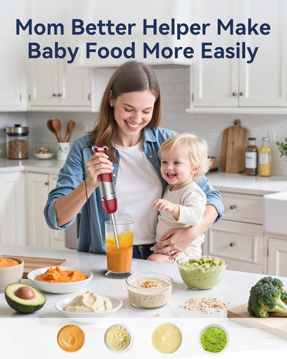 Immersion Blender Handheld 1000W 5 in 1 Corded Stick Hand Blender Kitchen with 12 Speed, BPA-Free