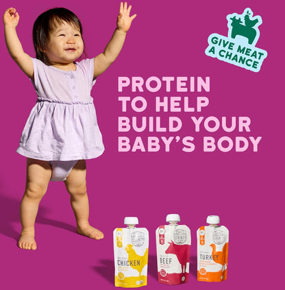 Serenity Kids 6+ Months Baby Food Pouches - Ethically Sourced Meat & Organic Veggies - High Protein