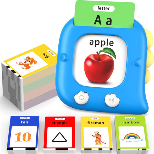 Kidzdo Dinosaur Talking Flash Cards with 254 Words, Birthday Gifts for Ages 1-6 Boys, Educational ABCs Learning Toys, Toddlers Pocket Speech Therapy Toys for 2 3 4 5 6 Year Old Kids, Blue