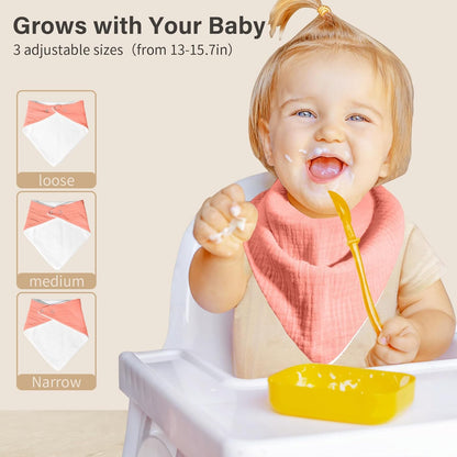 Muslin Baby Bibs,Soft Triangular Baby Bandana Drool Bibs for Baby Boy Girl,Solid Colors Bib for Drooling Teething