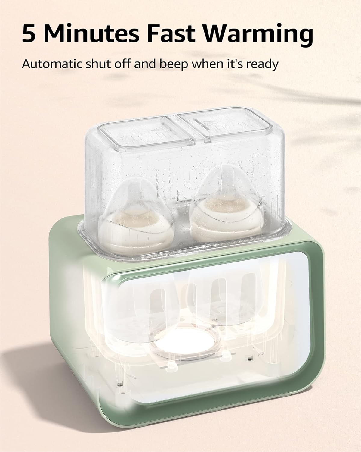 Baby Bottle Warmer, Grownsy 8-in-1 Fast Milk Warmer with Timer Breastmilk or Formula, Fits 2