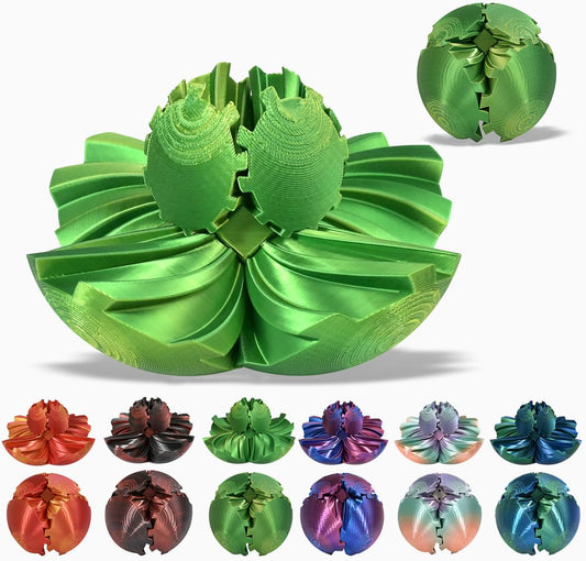3D Printed Gear Ball, Gear Sphere Fidget Toy Stress Relif Toy for ADHD, Anxiety Relaxing Toy for Adults at Work/Study/Travel, Twisted Yellow-Green