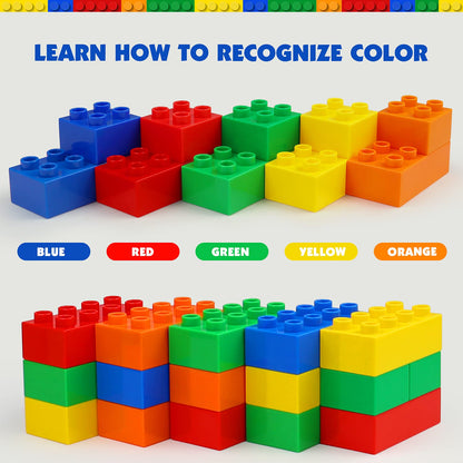 Large Building Blocks for Toddlers Kids Age 2-5, 100 PCS Set with Baseplate