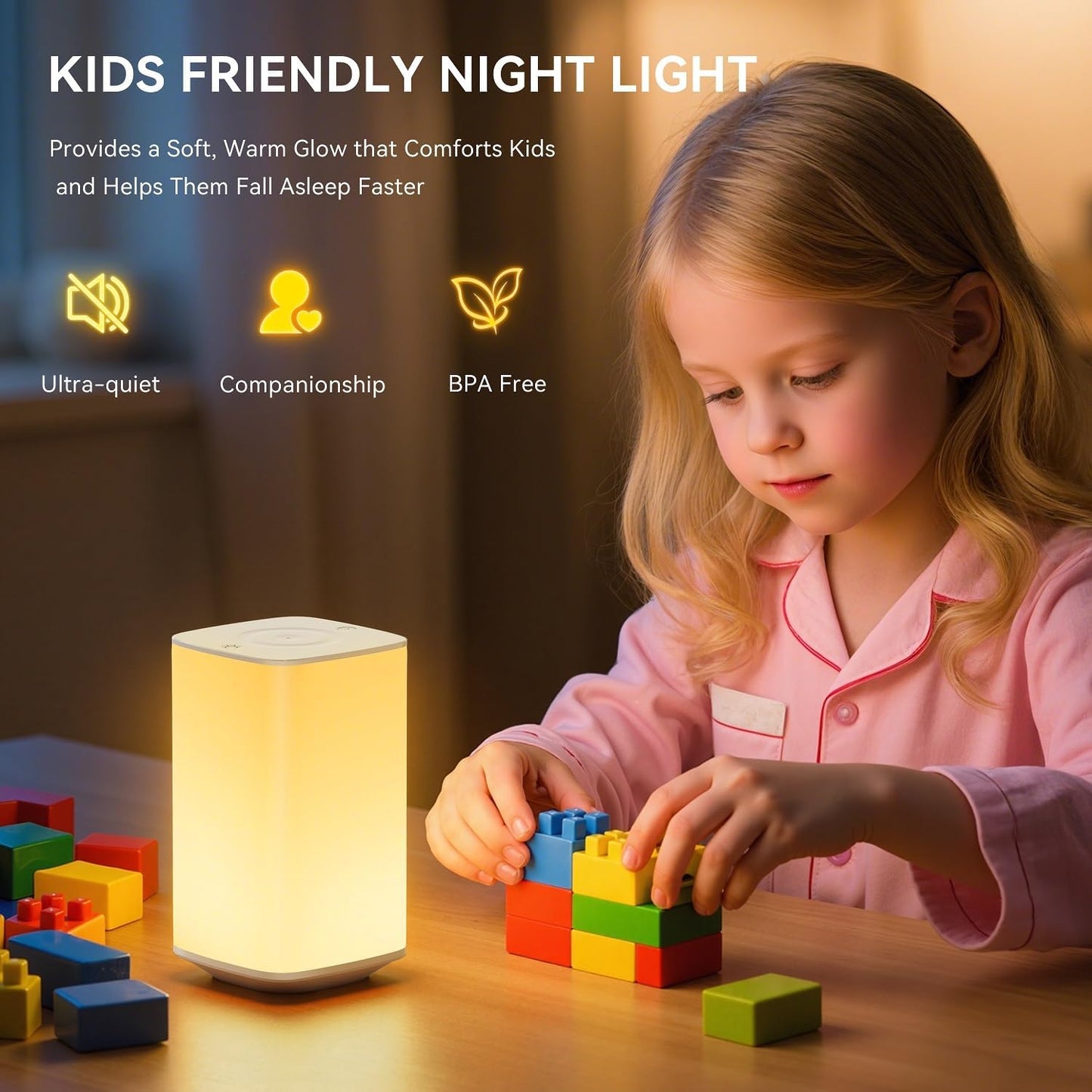 Nursery Night Light for Baby, Portable Night Lamp with LED Stepless Dimming & 256 RGB Colors for Kids Adult, Breastfeeding, Sleep Aid, 4000mAh Rechargeable Bedside Table Lamp with Timer, White